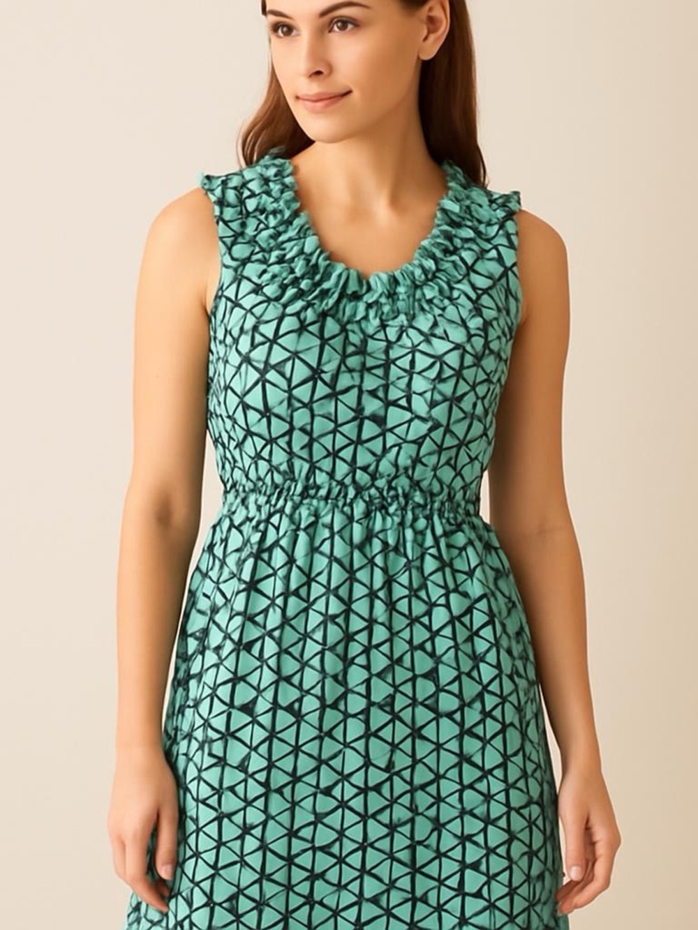 Ellen & Ollie Navy & Aqua‎ Sleeveless Ruffle Cotton Dress size 4
